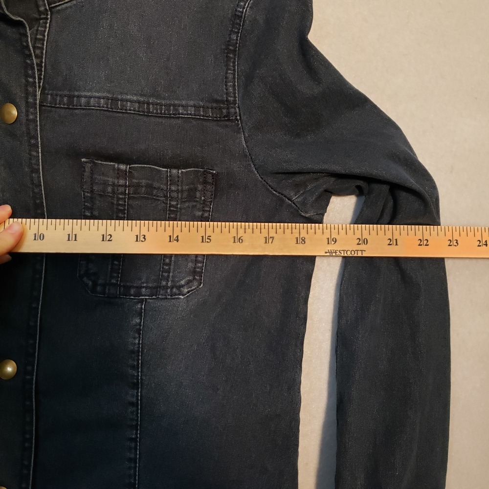 J. Jill Womens S Utility Barn Jacket Dark Indigo Blue Denim Stretch Chore Coat - Picture 7 of 11